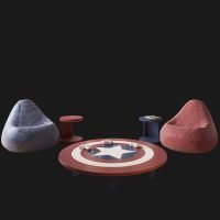 Captain Game Table & Puffs