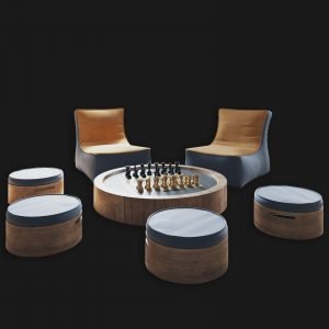 Bull Game Table & Puffs