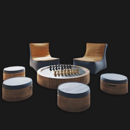 Bull Game Table & Puffs
