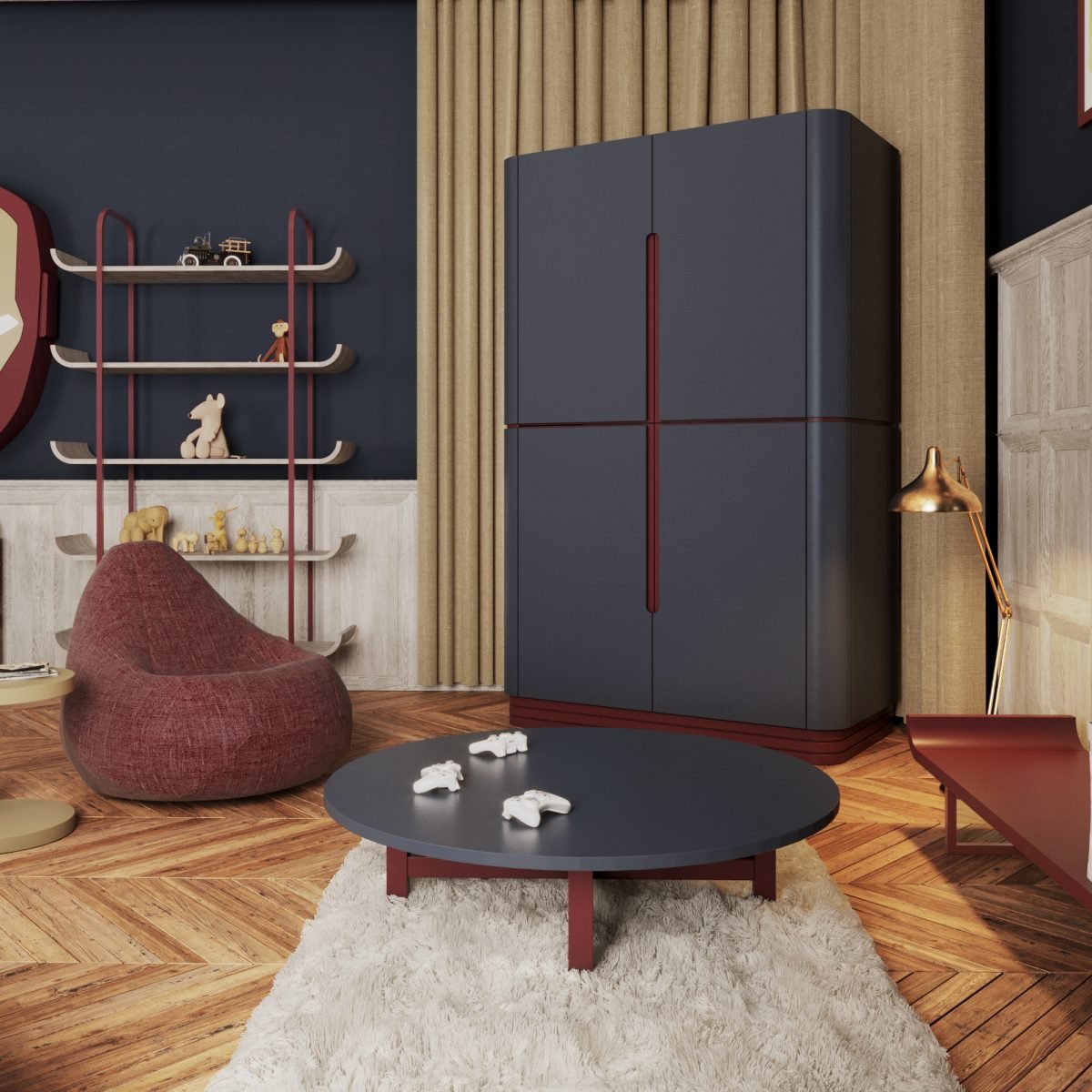 Stark Game Table & Puffs - Image 3