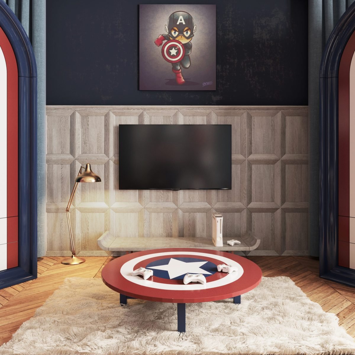 Captain Game Table & Puffs - Image 2